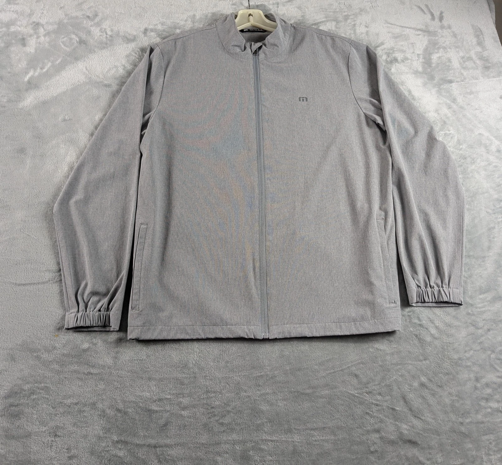 TravisMathew Jacket Men L Gray Full Zip Windbreaker Golf Performance Lighweight