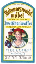 x5750 KARLSRUHE Weber & Albrecht ZWETSCHGENWASSER Etikett liquor label