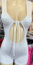 D  Perrotti White Cut-Out One-Piece Bodysuit Tie Front Sleeveless Size