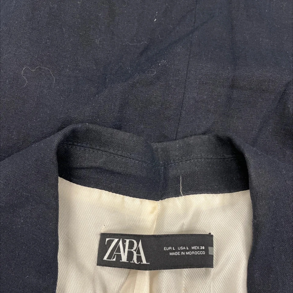 Zara, blazer, taille : L, bleu, rayures, femmes #ALO - Photo 4/4