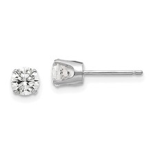 14k White Gold 4.5mm Round Cubic Zirconia Stud Earrings L-5 mm, W-5 mm