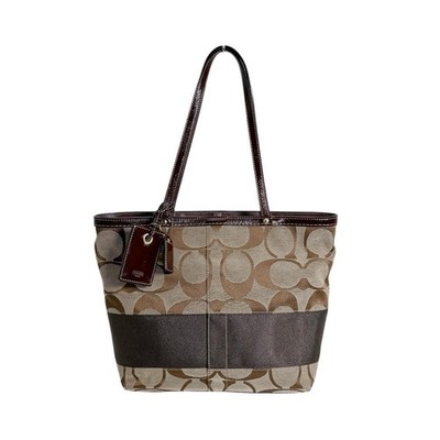 COACH Canvas Signature Tote Bag Canvas Braun Damen 10124