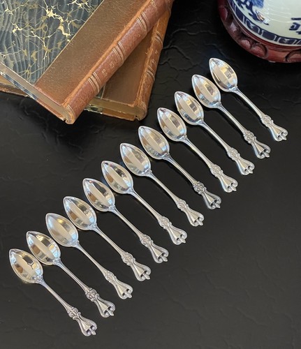 Set 12 Towle Old Colonial Sterling Silver Demitasse Tea Coffee Spoon American 4” - Picture 5 of 12