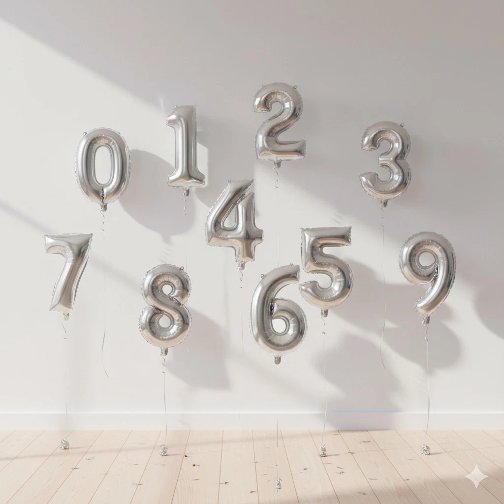 32 Inch Silver Number Foil Balloon