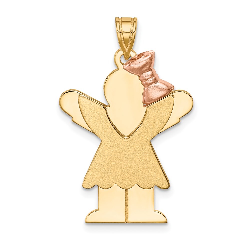 14K Two-tone Gold The Kids Medium Girl Ruffles and Bow on Right Love Pendant