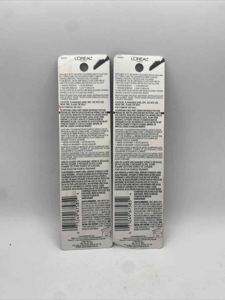 Lot Of 2 L'Oreal Infallible Brows Volumizing Brow Mascara 6.0 Light Brunette - Image 2 of 2