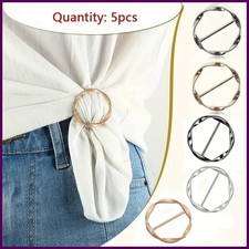 5pcs Fashion Metal Round Circle Clip Buckle Shawl T-Shirt Tie Clip Brooch Waist