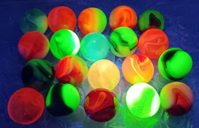 Vintage Marbles Lot- .63"- .58"- UV Glowing Jabo Swirls- L279