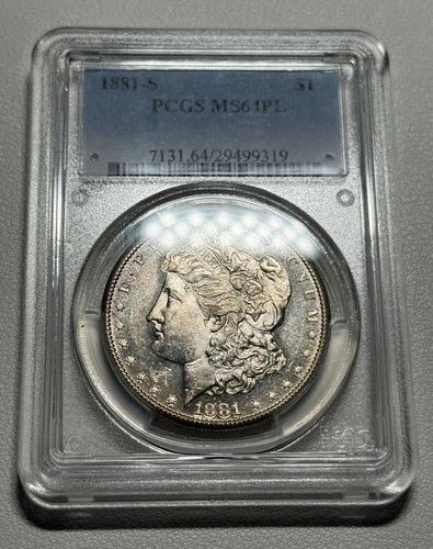 1881-S PCGS MS64PL Morgan Silver Dollar $1 Proof Like Nice Cameo  Toned