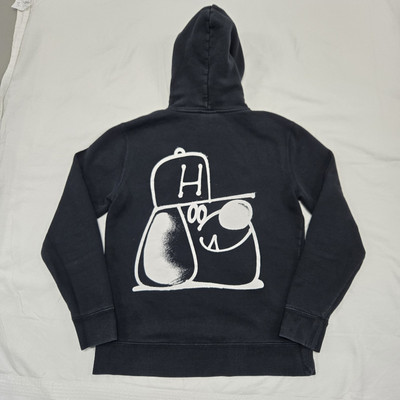 Size SMALL Men's HUF Remio Dog Pullover Hoodie Black Graphic Sweatshirt 2 Sided