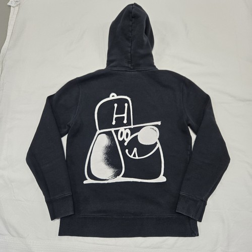 Size SMALL Men's HUF Remio Dog Pullover Hoodie Black Graphic Sweatshirt 2 Sided