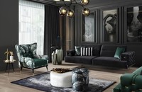 Wohnzimmer Sofagarnitur Luxus Set Dreisitzer Couchtisch Sessel 6 Tlg