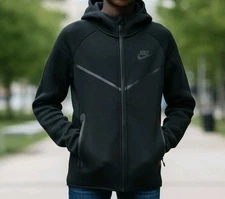 Boys Nike Tech Sportswear Full Zip Hoodie, Black, Size XS, FD3285-010
