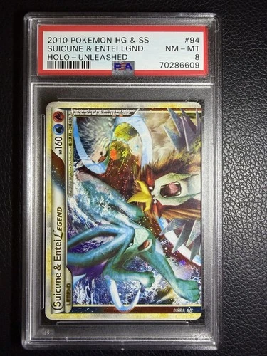 2010 Pokemon Heartgold Soulsilver Suicune Entei Legend Unleashed HOLO PSA 8 #94