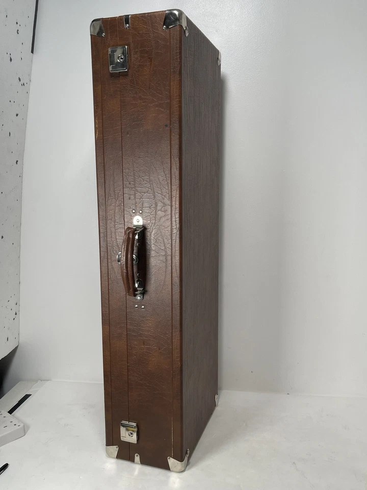 Vtg Henri Selmer Paris Baritone Saxophone Case Box Brown Leather 41.5x14x8.25” - Image 4 of 4