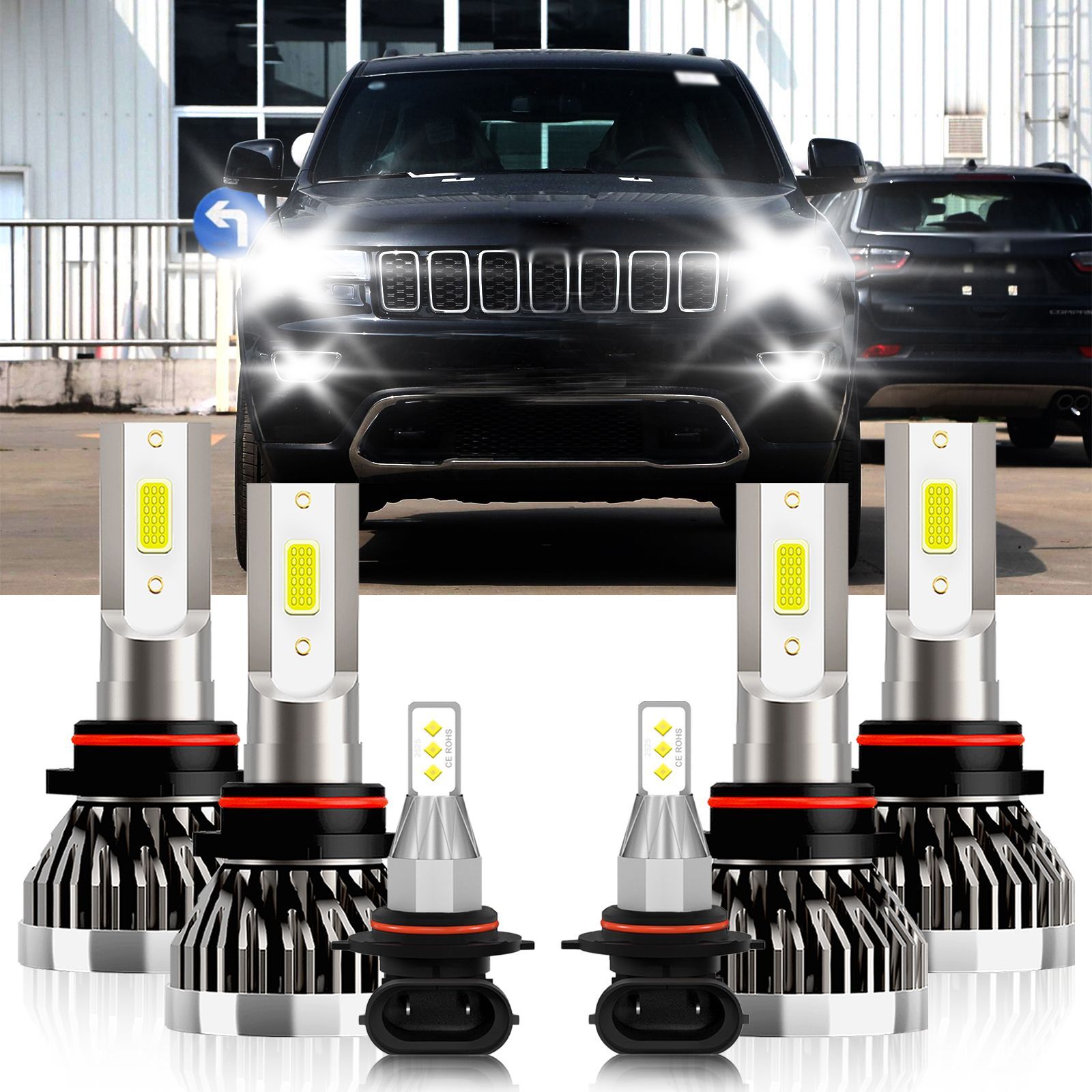 LED Headlight High Low Beam Fog Light Bulb Jeep Grand Cherokee 1999-2010