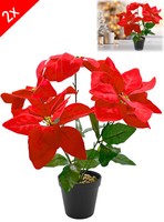 2Er Set Weihnachtsstern KüNstlich Kunstblumen Christstern Deko Pflanze 35Cm Rot