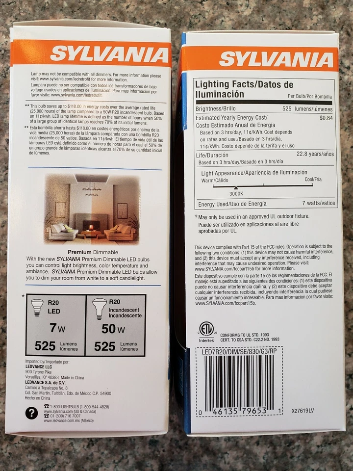 Sylvania 2 PACK Led Bulb 7W=50W R20 Flood Dimmable Warm White TO Candlelight - Image 2 of 4