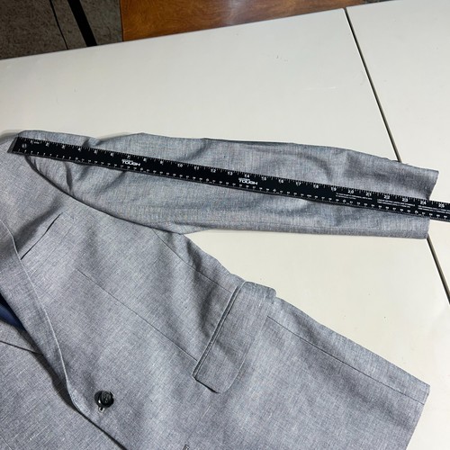 Chaqueta Blazer Bar III Para Hombre 38R Gris Calce Ajustado Dos Botones Lino Algodón Abrigo Deportivo - Imagen 11 de 15