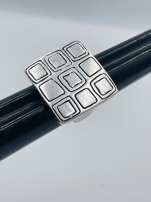 Lisa Jenks Vintage Sterling Silver Modernist Wide Square Ring Size