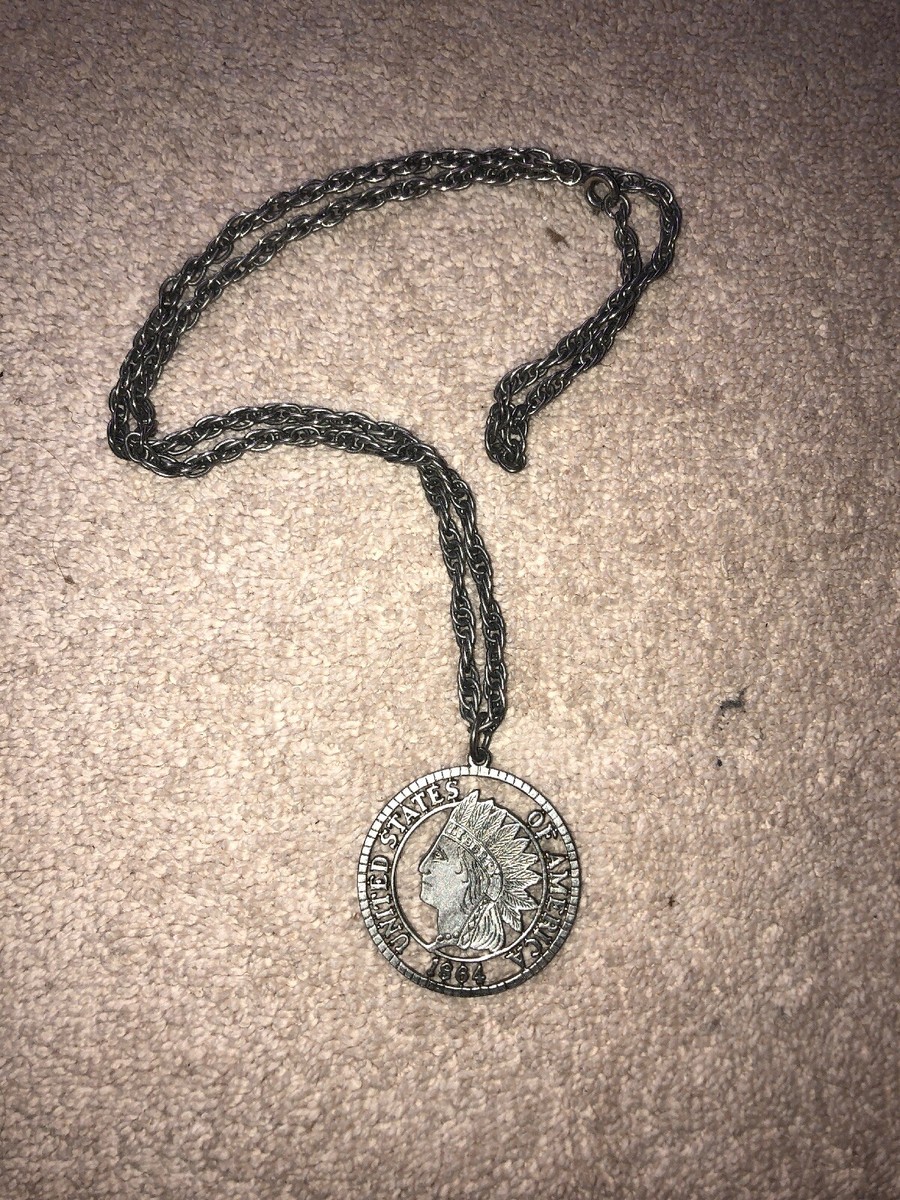 ネックレス・ペンダント Indian BearColal Head Hand Made Vintage 1864 UNITED STATES OF AMERICA INDIAN HEAD PENDANT NECKLACE