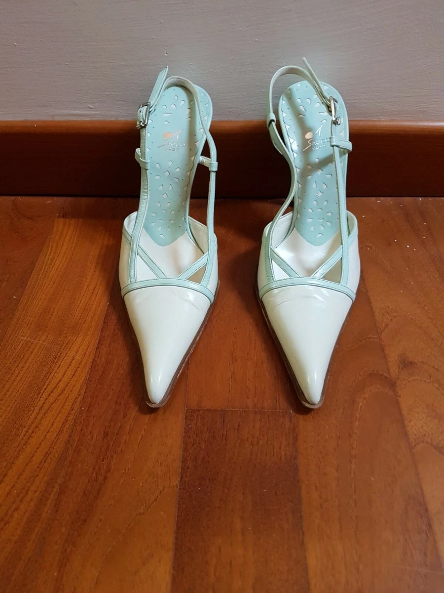 Sandali In Pelle Celesti Con Zeppa E Fascia Decorata - Save The Queen - Foto 3