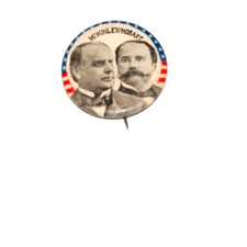 1896 WILLIAM MCKINLEY GARRET HOBART jugate pinback button pin badge president
