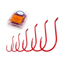 50-100pc Red Octopus Beak Fishing Hook Circle Offset Bait Ultra Sharp Freshwater