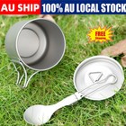  420/750ML Lightweight Titanium Pot Water Cup Mug Folding Spork Outdoor Hiking