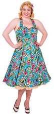 Banned TIKI Flower Frangipani HAWAII Strap Swing KLEID Plus Size Rockabilly