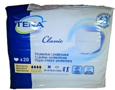 (Lot of 4) TENA Disposable Underwear Medium 34" - 44" - 20 Count (20x4=80 Pads)