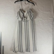 Lulus Lush Kalene Black and White Striped Tie-Front Midi Dress Medium NWT 4947