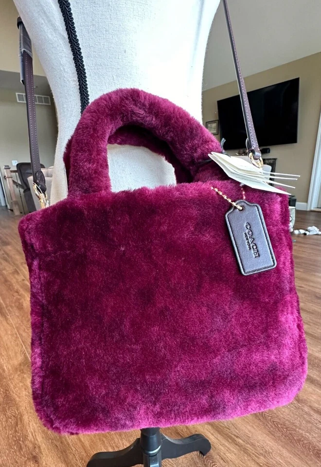 NUEVO CON ETIQUETAS COACH Bolso de Mano Fucsia Firma Piel de Oveja CM177 + Bolsa para el Polvo Foto 3 de 4