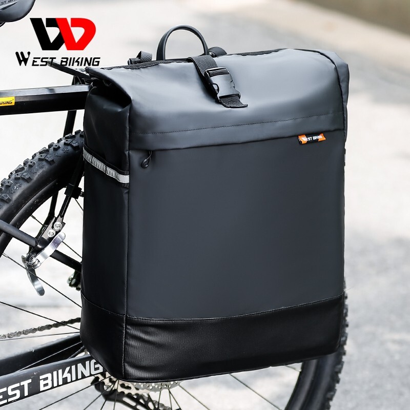(New with tags) WEST BIKING 30L Waterproof Bike Single Pannier Bag Bicycle Trunk Bag Black 1pcs (42.28 USD)
