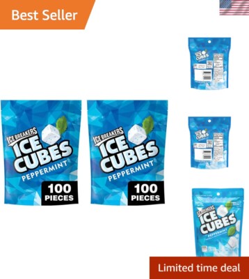 Refreshing Peppermint Ice Cubes Sugar-Free Chewing Gum - 100 Cubes x 2 Packs