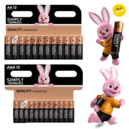 Duracell AA (LR6), Duracell AAA (LR03) Simply Batteries Bulk Long
