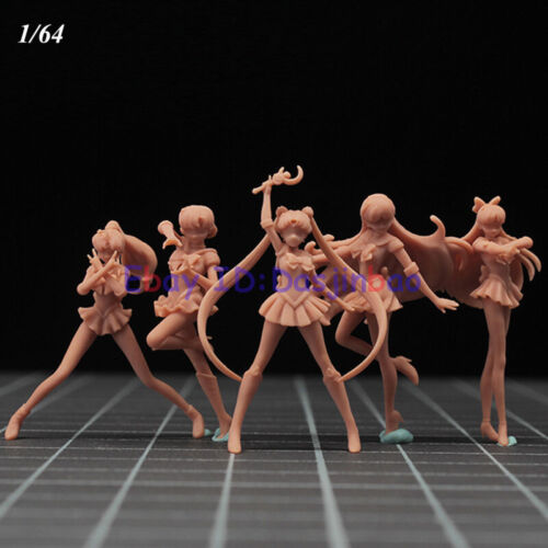 Kit modèle de figurine en résine Sailor Moon 1/64 5 pièces non peint non assemblé Mini 28 mm GK - Photo 1 sur 11