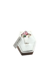 Rubellite Tsavorite Garnet Tourmaline 9K Gold Ring Size N to O / 7 tcw 1.21 Cts