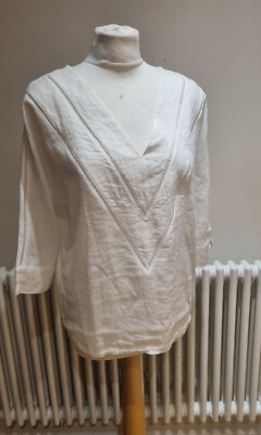 Adolfo Dominguez Women's White Linen Cotton Blouse Top size S