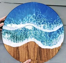 21" Epoxy Resin Sofa Side Table Top Unique Resin Art Furniture