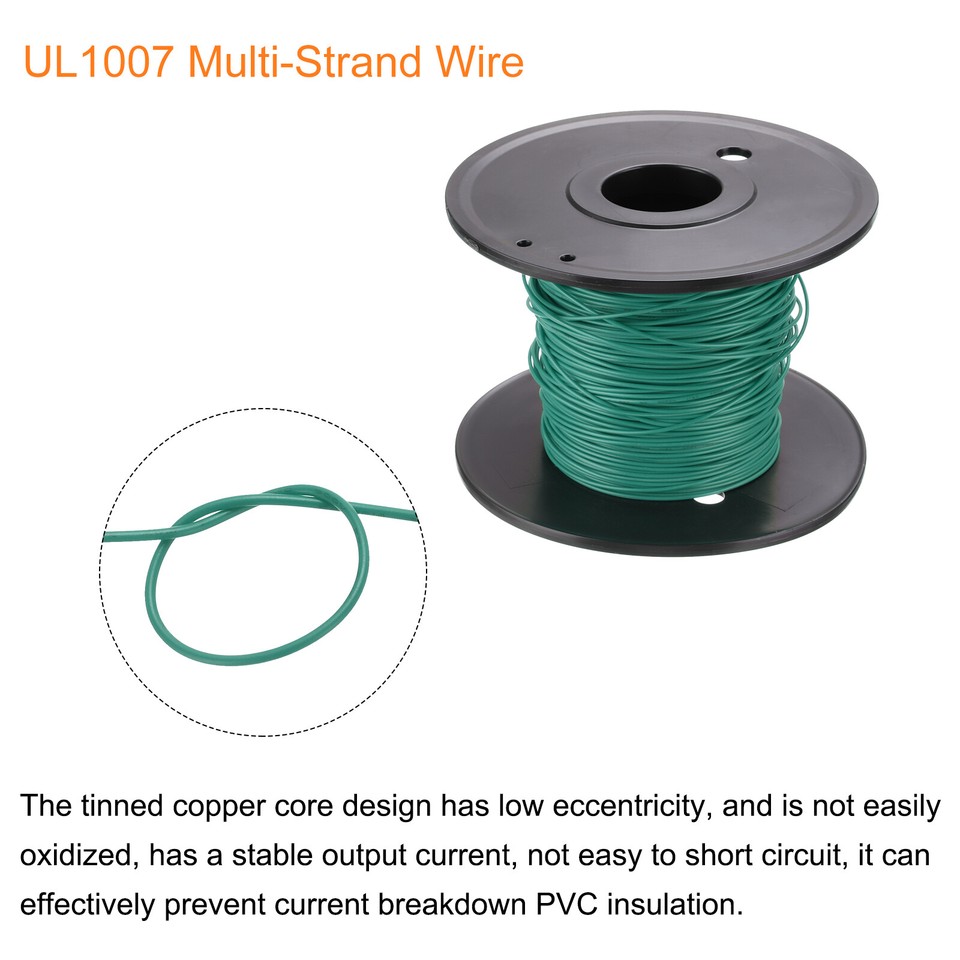 26AWG Gauge Stranded HookUp Wire PVC Tinned Copper Wire Spool 30m