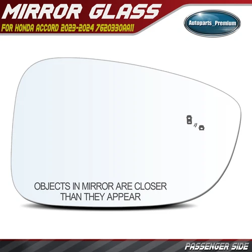 Passenger Side Mirror Glass w/Blind Spot Detection for Honda Accord LX 2023 2024