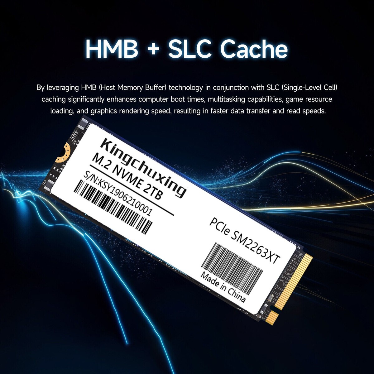 Kinchuxing 512GB M.2 2280 SSD PCIe Gen 3.0 x 4 NVMe 1.3 Solid