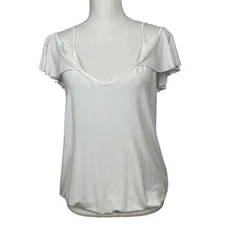 VENUS Women’s Summer Pullover Top Sz Medium Color White Cold Shoulder Sleeves