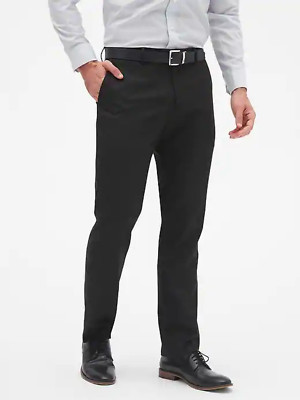 NWT $119 Banana Republic Tailored Slim Wool Black Dress Pants 29 32