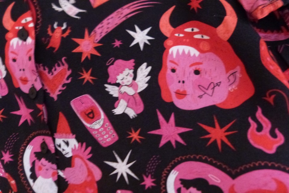 Dangerfield Black Friday Devil and Angel Ladies Blouse size 12 eBay