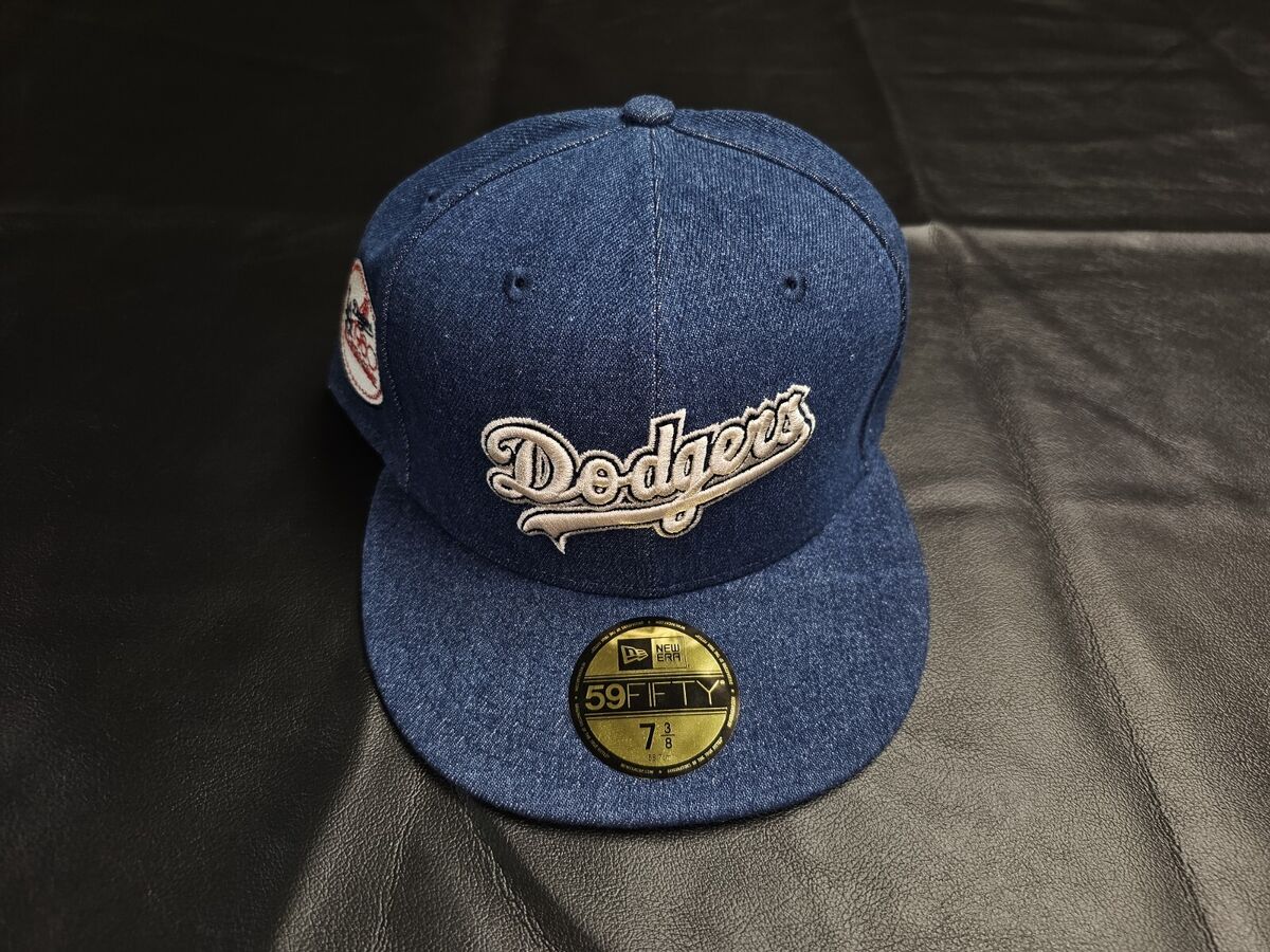 Los Angeles Dodgers New Era Fitted Denim Blue Size 7 3/8 MLB Los Angeles Dodgers New Era Fitted Denim Blue Size 7 3/8 MLB