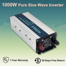 24V to 110V 120V Pure Sine Wave Inverter 1000W Power Converter Truck Camp Home