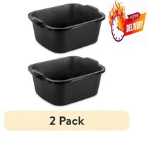 (2 pack) Sterilite 18 Qt. Dishpan Plastic, Black Fast shipping