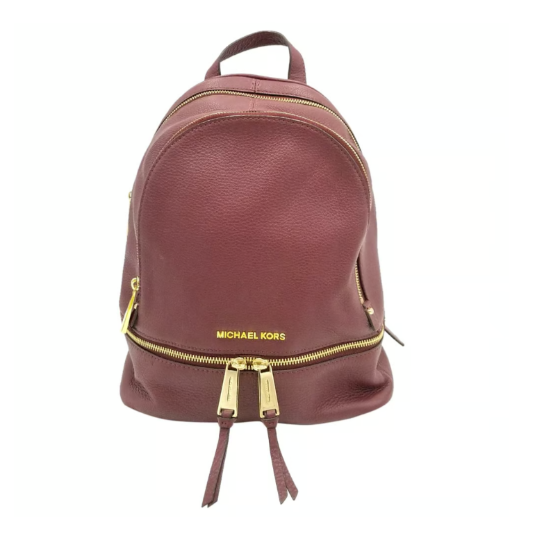 Michael Kors Small Oxblood MK Logo Leather Backpack | eBay display picture 2